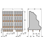 WAGO 737-208 Triple-deck PCB terminal block