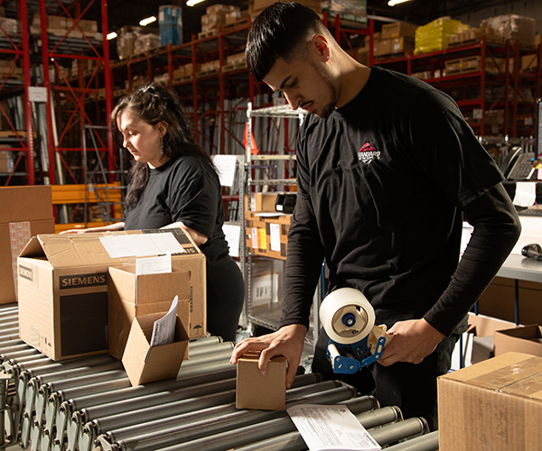 Standard Electric team working with a customer in an industrial facility